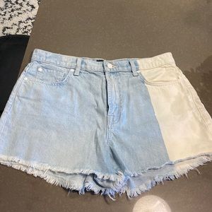 7 For All Mankind White Color Blocked Jean Shorts